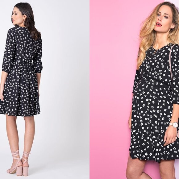SERAPHINE monochrome floral Maternity & Nursing Dress (sz6) - Picture 2 of 13
